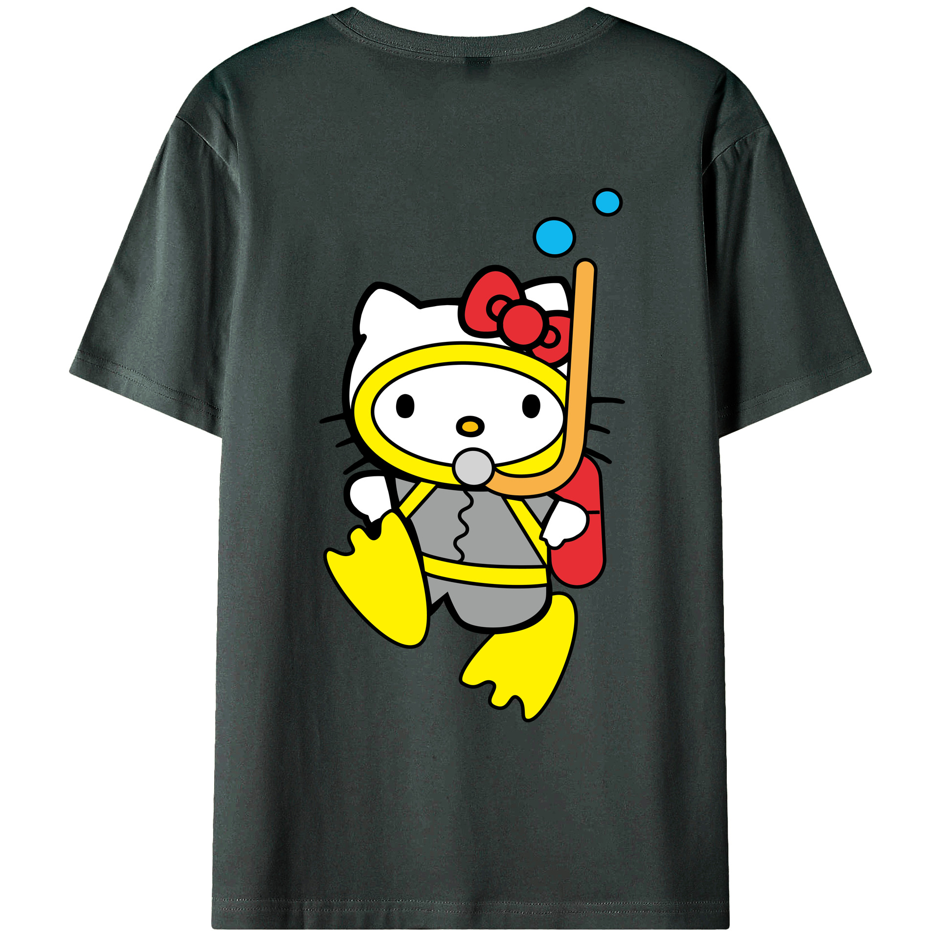 （画像用） Hello Kitty ハローキティ 綿100％ メンズ半袖Tシャツ（バックプリント） 通気性
